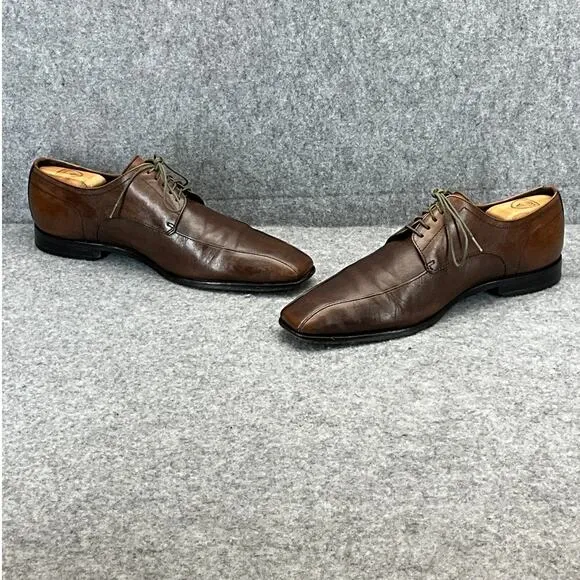 Hugo Boss Bicycle Toe Brown Leather Lace Up Dress Oxford Shoe Men 10.5