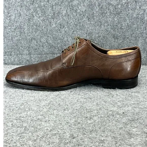 Hugo Boss Bicycle Toe Brown Leather Lace Up Dress Oxford Shoe Men 10.5