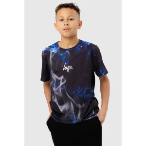 Hype Black Blue Flame T-Shirt Zuao-593