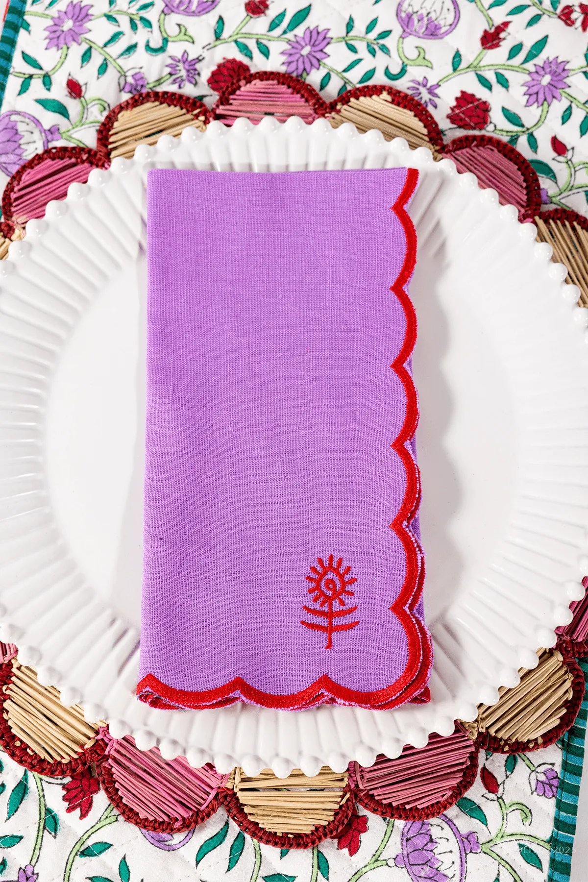 Icon Linen Napkins Set of 4 - Lilac   Cherry