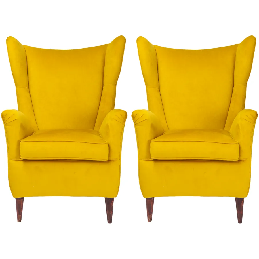 Italian Mid-Century Gold Lounge Chairs - Set of 2
