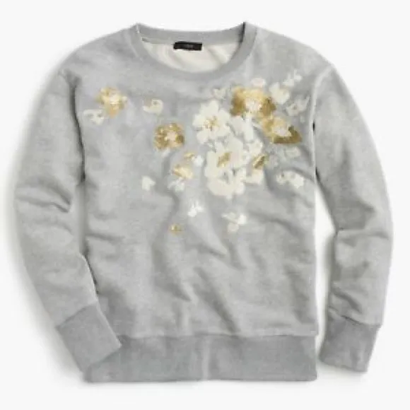 J. Crew Embroidered Flower Sweatshirt