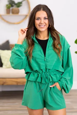 Jade Active Jacket With Drawstring Detail