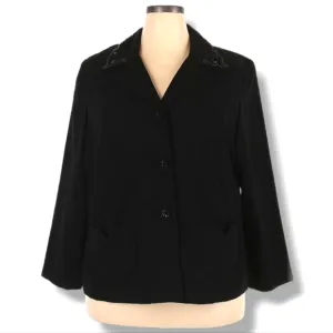 John Philips Black Blazer Plus Size 18 Beaded Front Pockets Dressy Evening