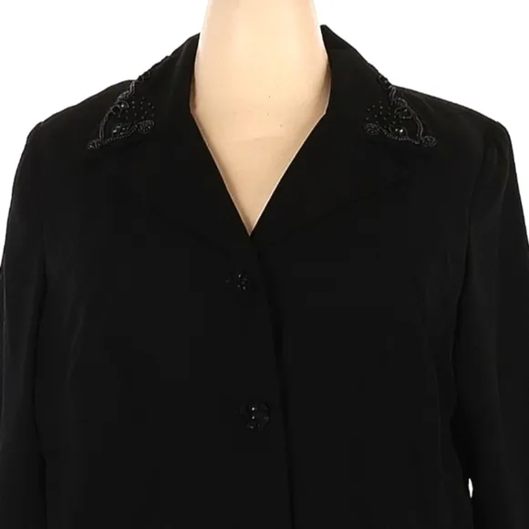John Philips Black Blazer Plus Size 18 Beaded Front Pockets Dressy Evening