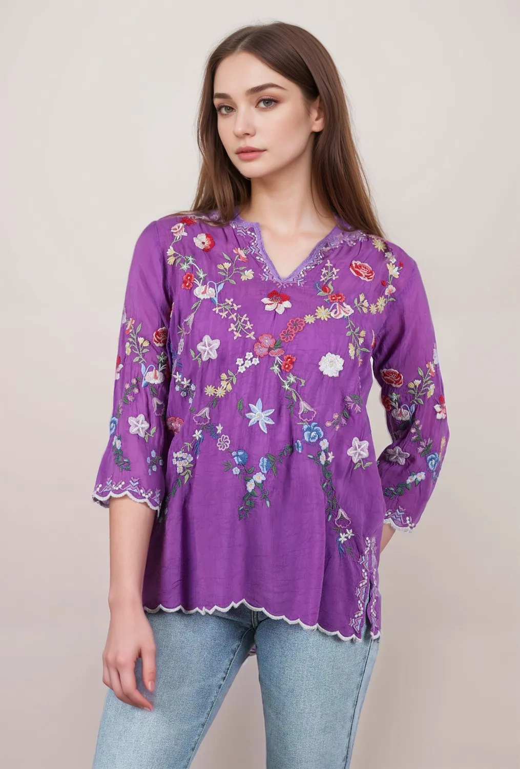 Johnny Was Daisy Petal Blouse C10824 Boho Chic *