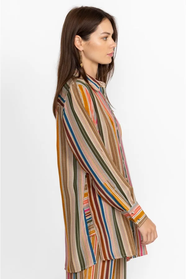 Johnny Was - Vichy Side Contrast Slit Shirt - Multicolor Stripe
