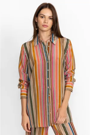 Johnny Was - Vichy Side Contrast Slit Shirt - Multicolor Stripe