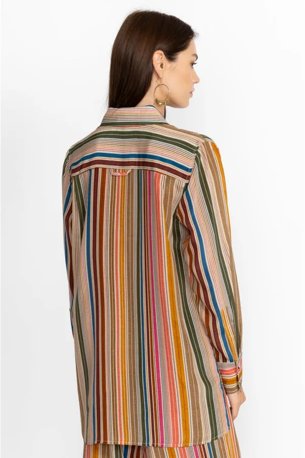 Johnny Was - Vichy Side Contrast Slit Shirt - Multicolor Stripe
