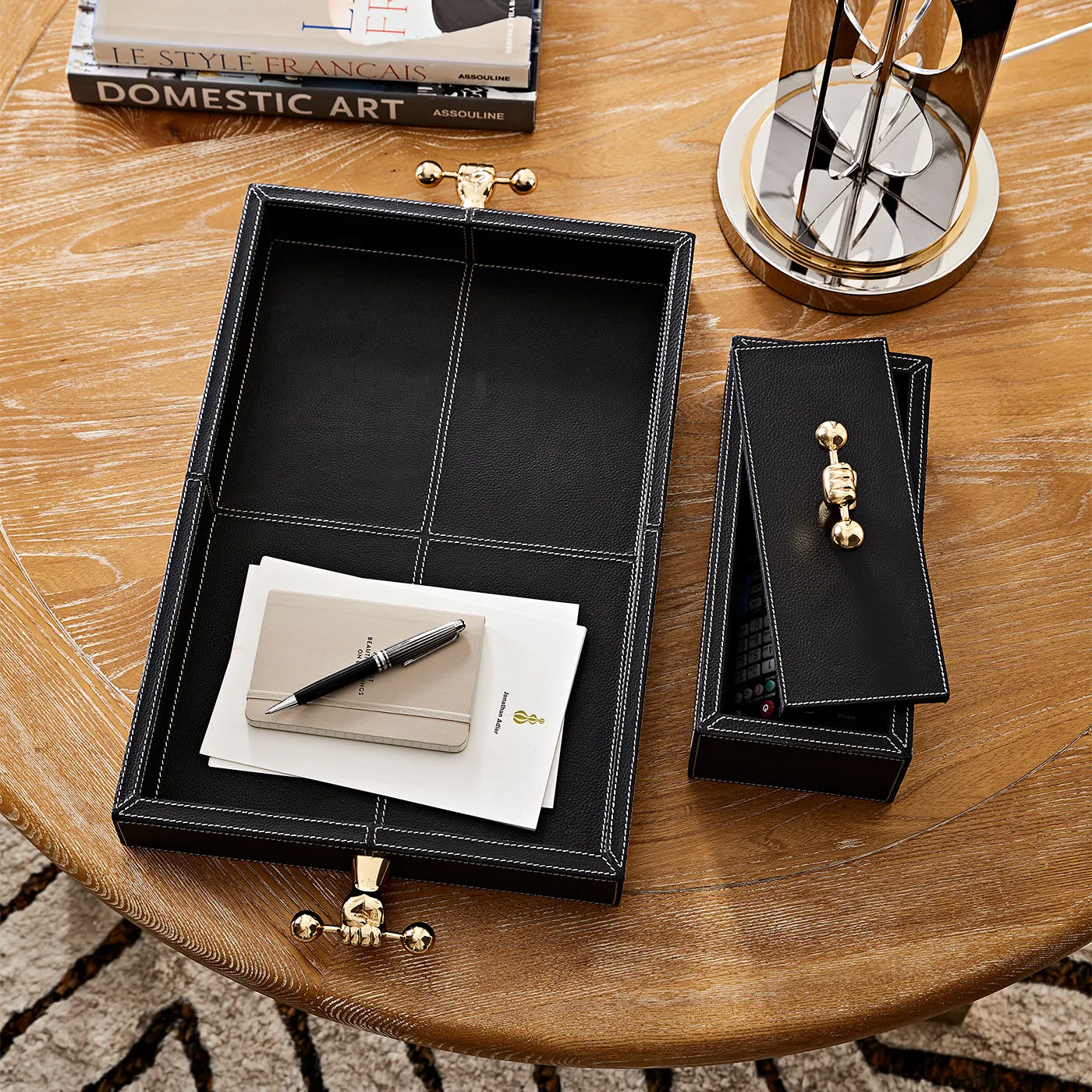 Jonathan Adler Barbell Leather Tray