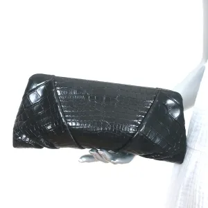 Judith Leiber Alligator Clutch Black Medium Evening Bag