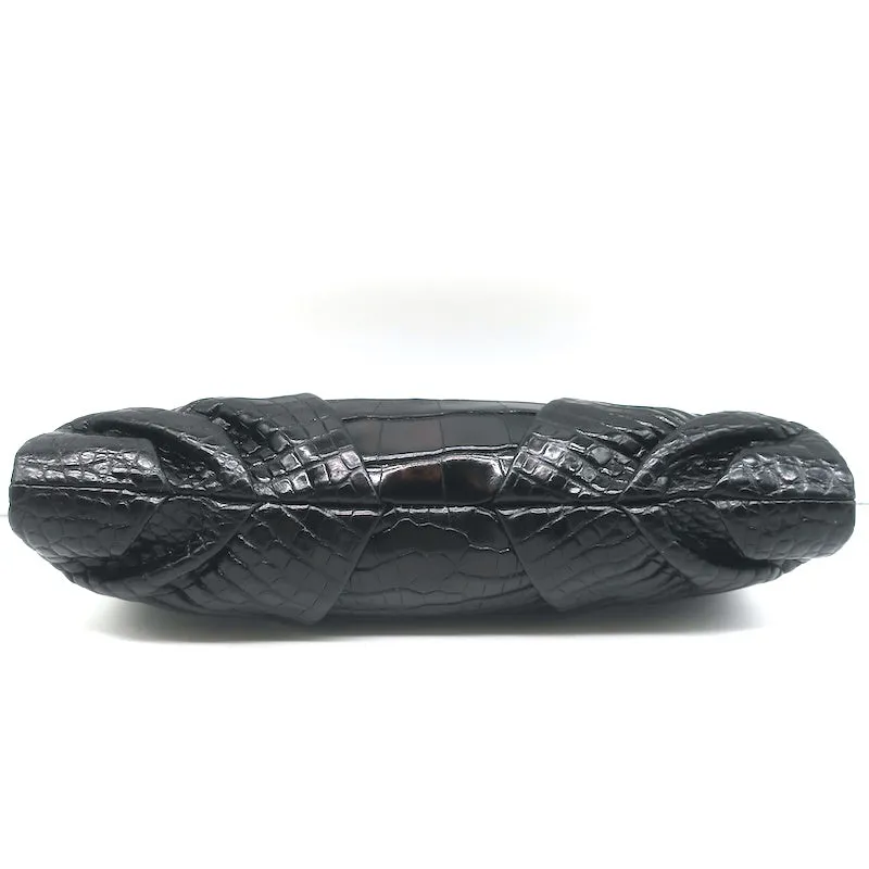 Judith Leiber Alligator Clutch Black Medium Evening Bag