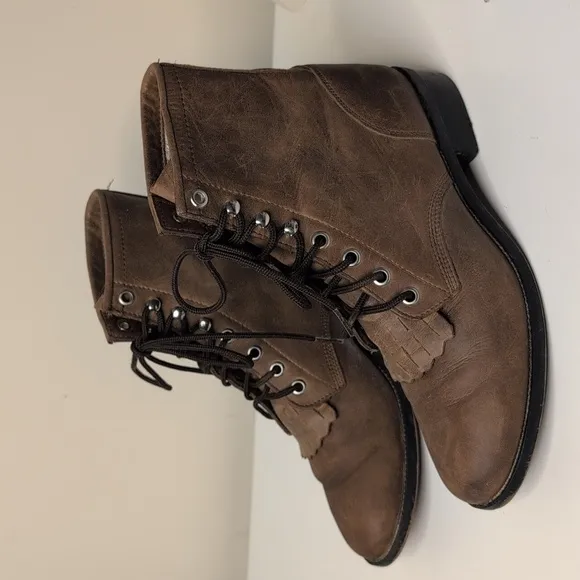 Justin Lace Up Roper Boot Size 4.5