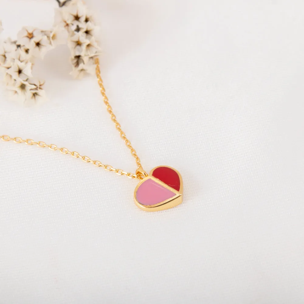 Kate Spade heritage spade enamel heart mini pendant (redmulti)