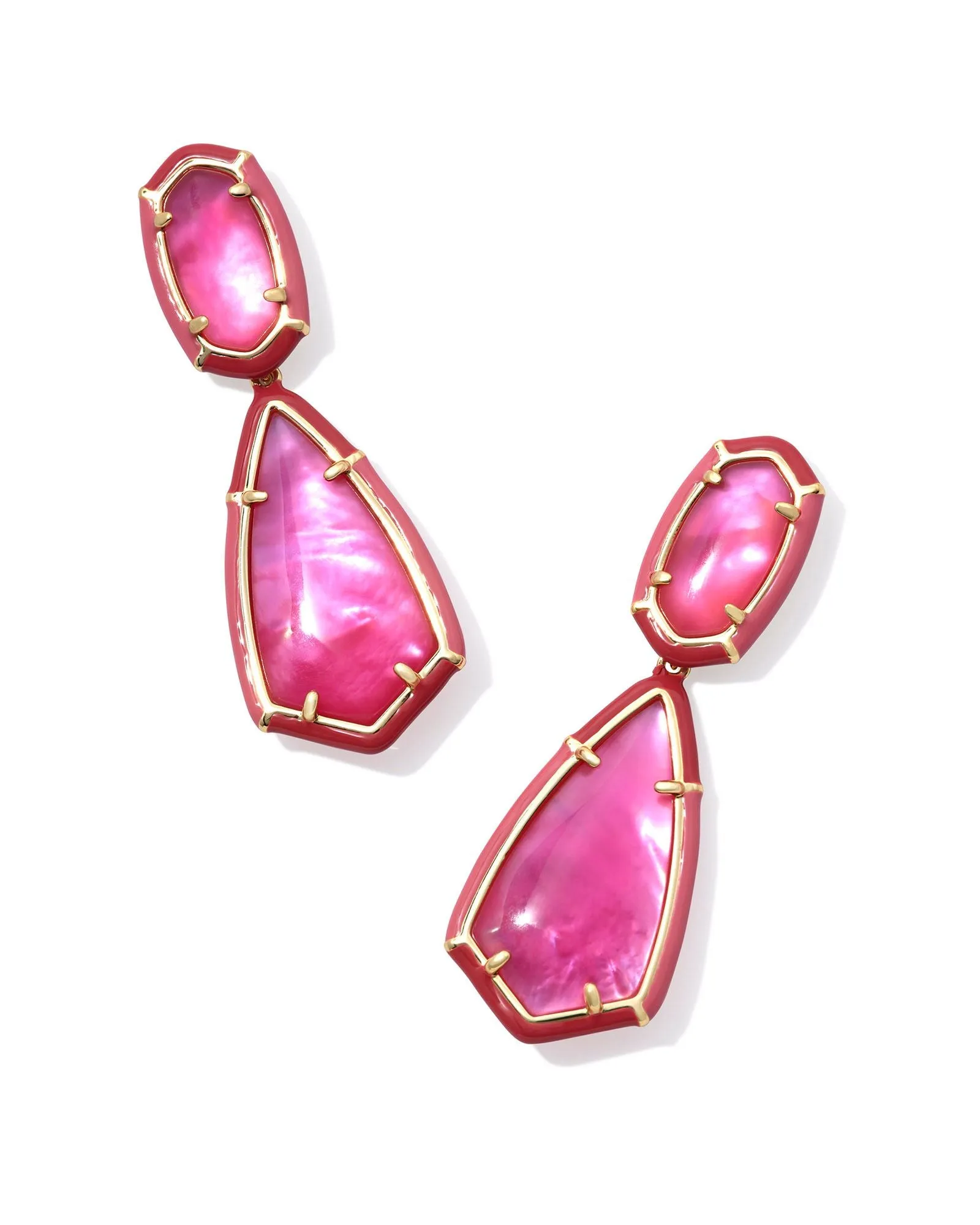 Kendra Scott Camry Enamel Frame Statement Earrings - Gold Azalea Illusion