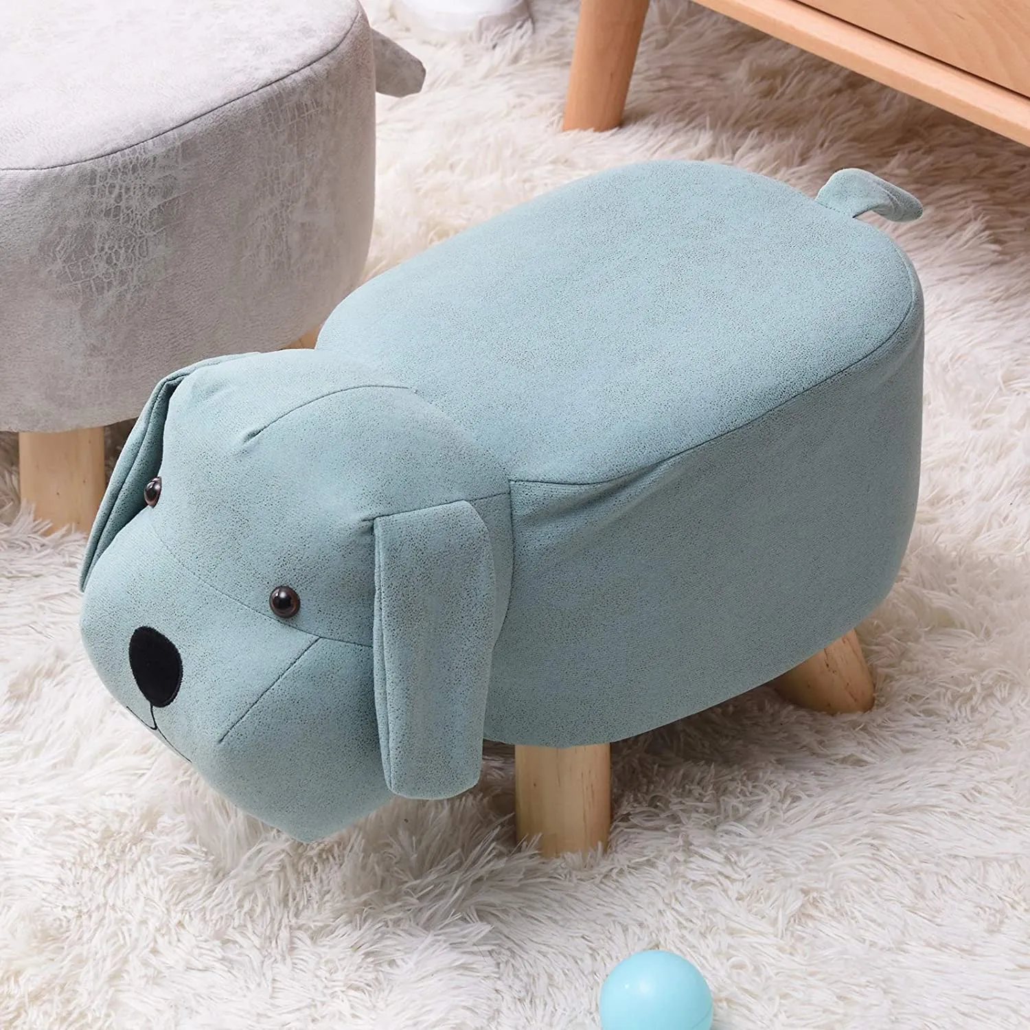 Kids Super Cute & Soft Stool & Footrest | Soft Blue Dog Design