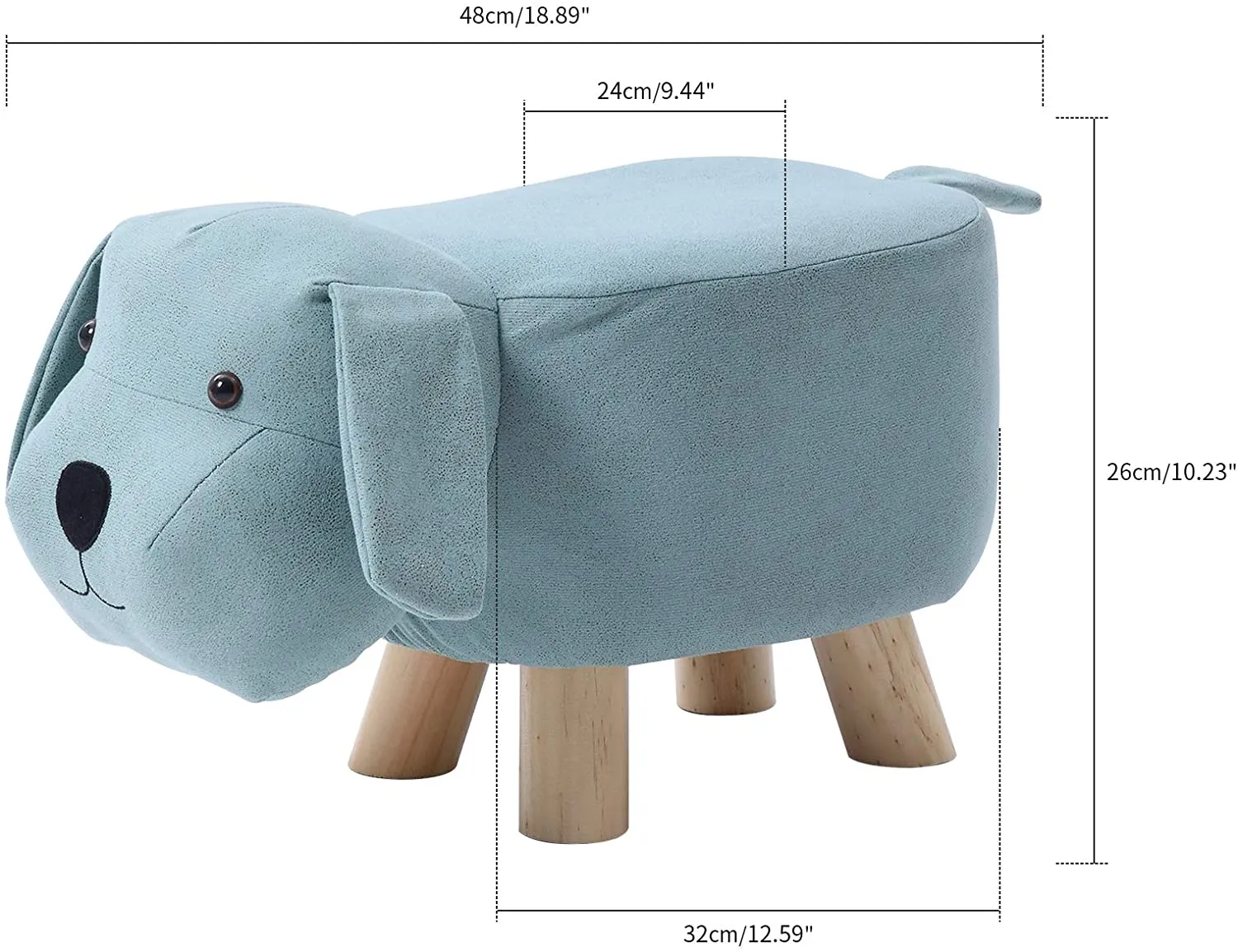 Kids Super Cute & Soft Stool & Footrest | Soft Blue Dog Design