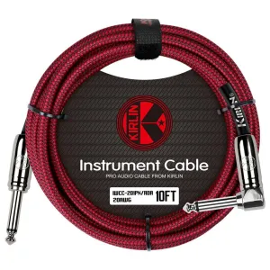 Kirlin Fabric 10 ft Straight/Angle Red Guitar Cable