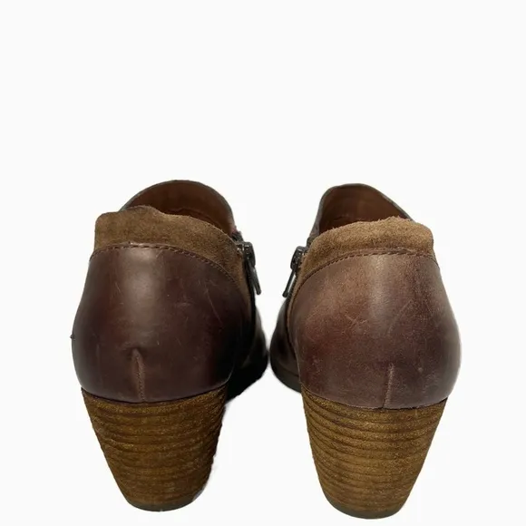 Korks Raynor Distressed Natural Brown Leather Side Zip Shootie Womens size 7.5