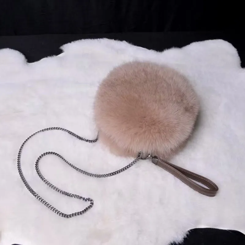 Lady Handbag Real Fox Fur Plush Bag Luxury Women's Soft Fur Messenger Bag Large Capacity Totes Warm Shoulder Bag 7967