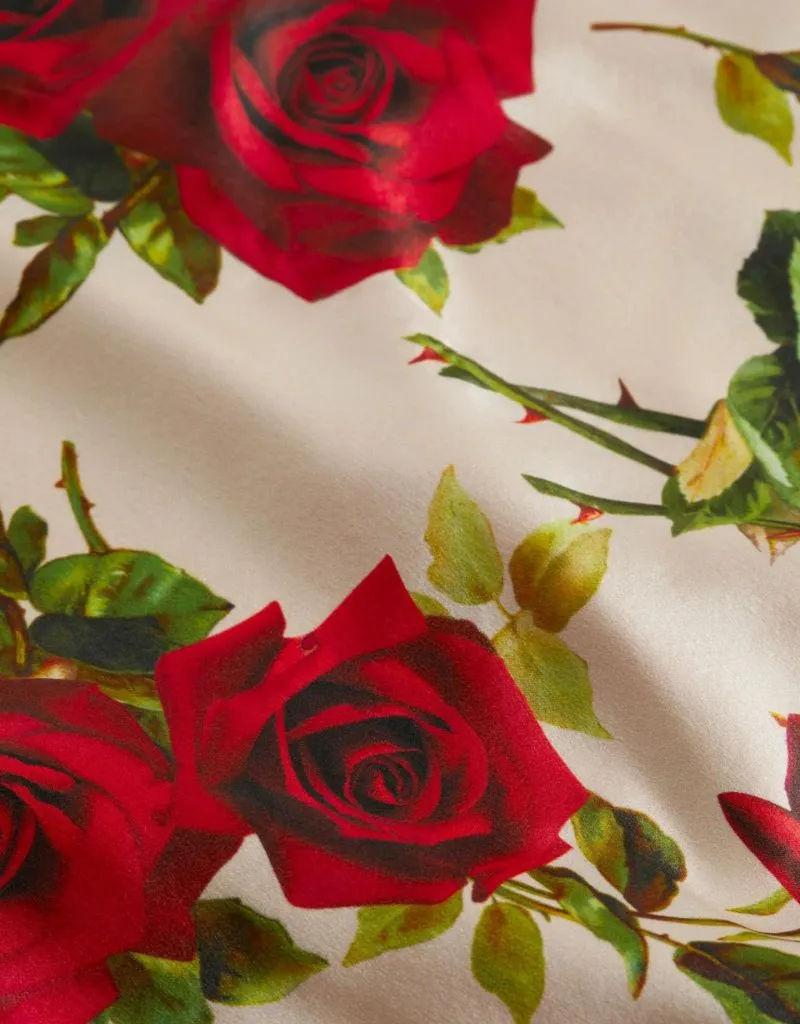 L'agence Jane Floral Silk Camisole in Sand & Red Romantic Rose