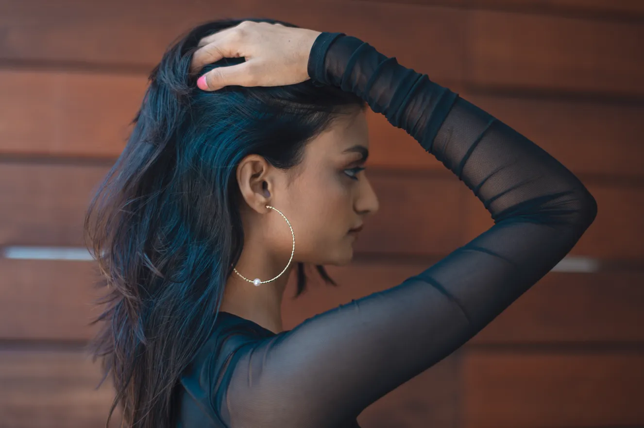 Large Gold Hoops with Pearl