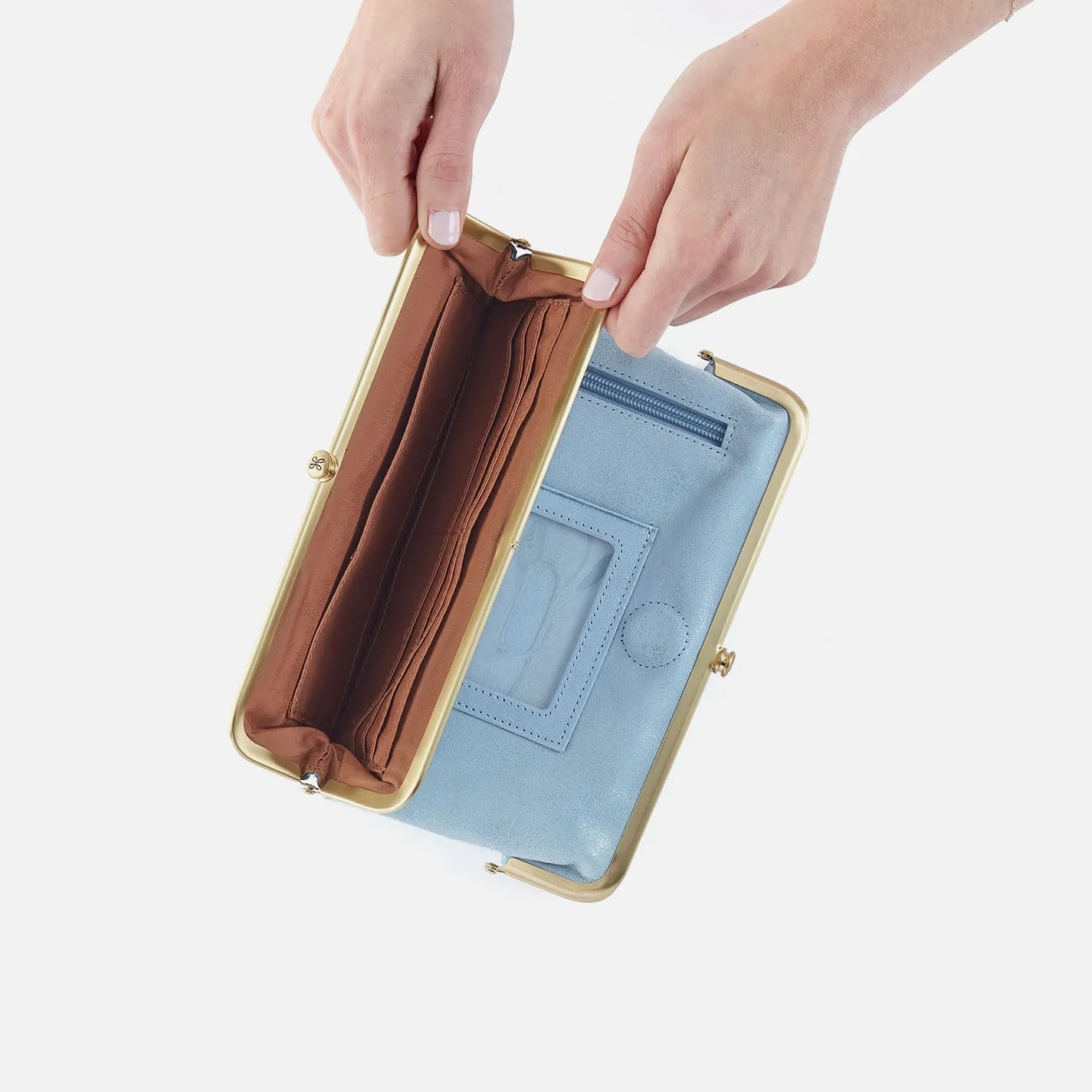 Lauren Clutch-Wallet In Buffed Leather - Sky
