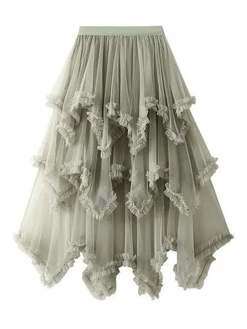 Layered Mesh High Waist Skirt