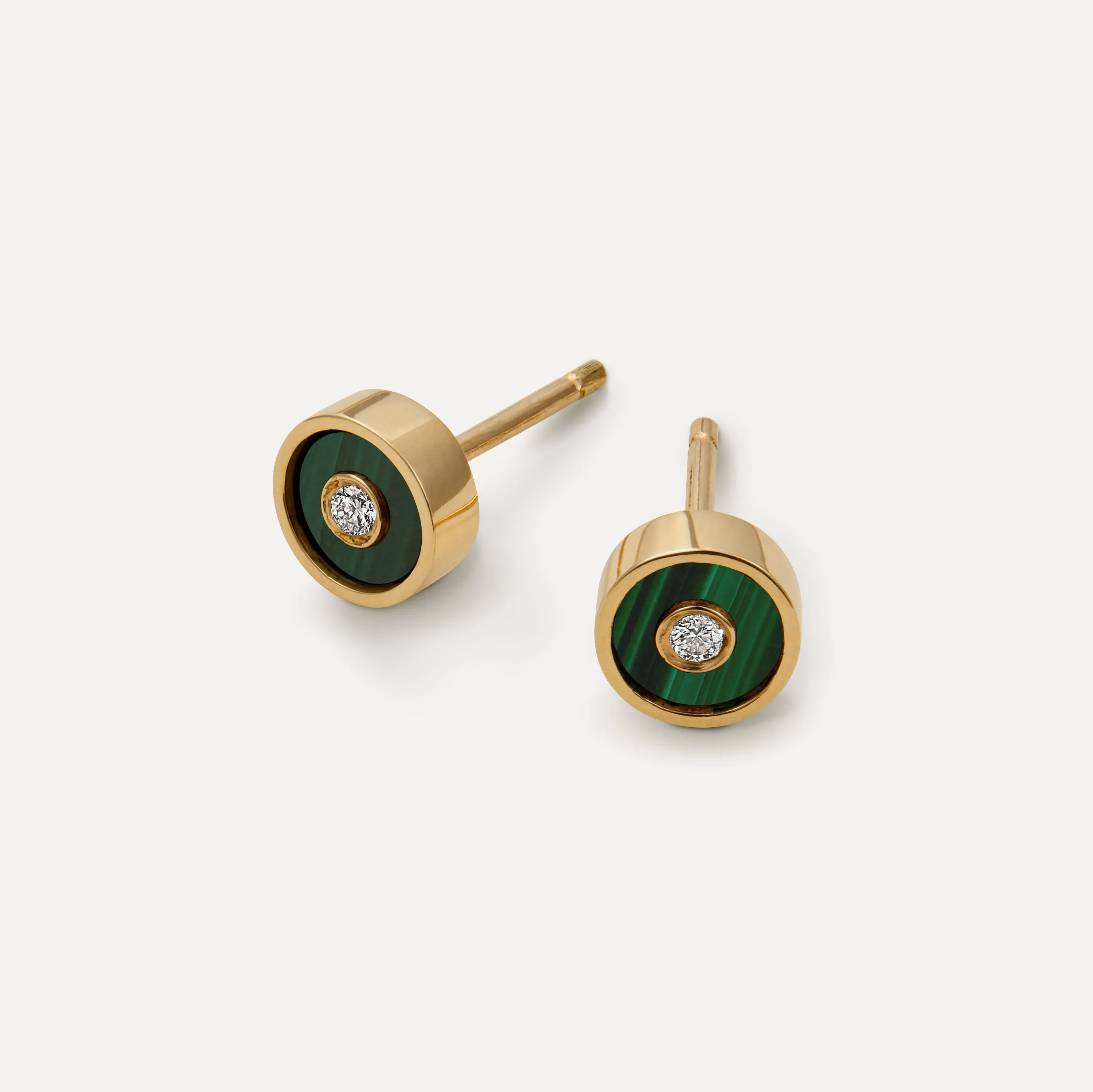 Les Clous N.1, Malachite and Diamond earrings
