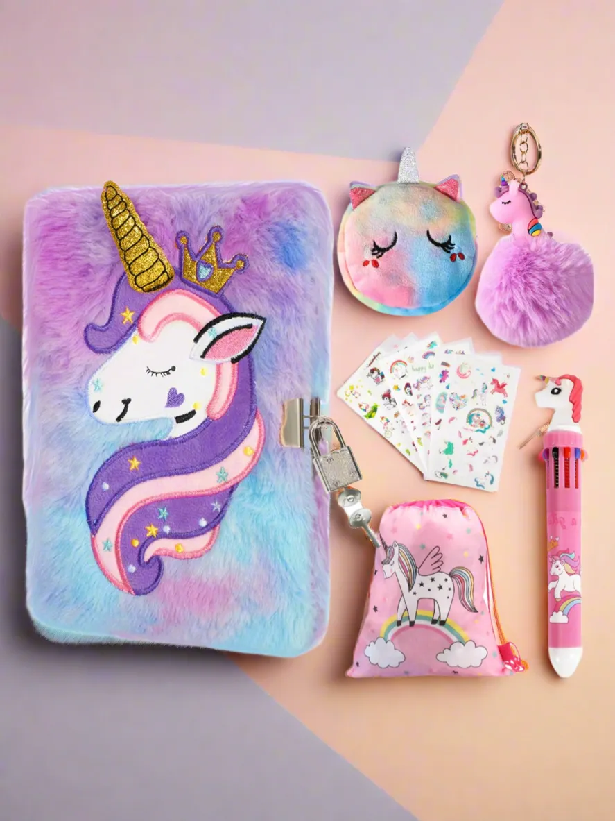 Little Miss Writer Furry Unicorn Diary and Accessories