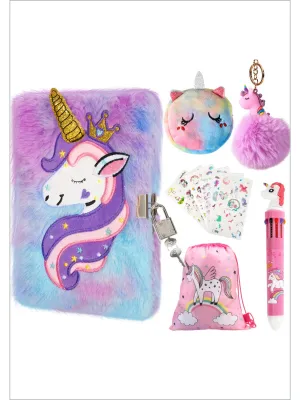Little Miss Writer Furry Unicorn Diary and Accessories
