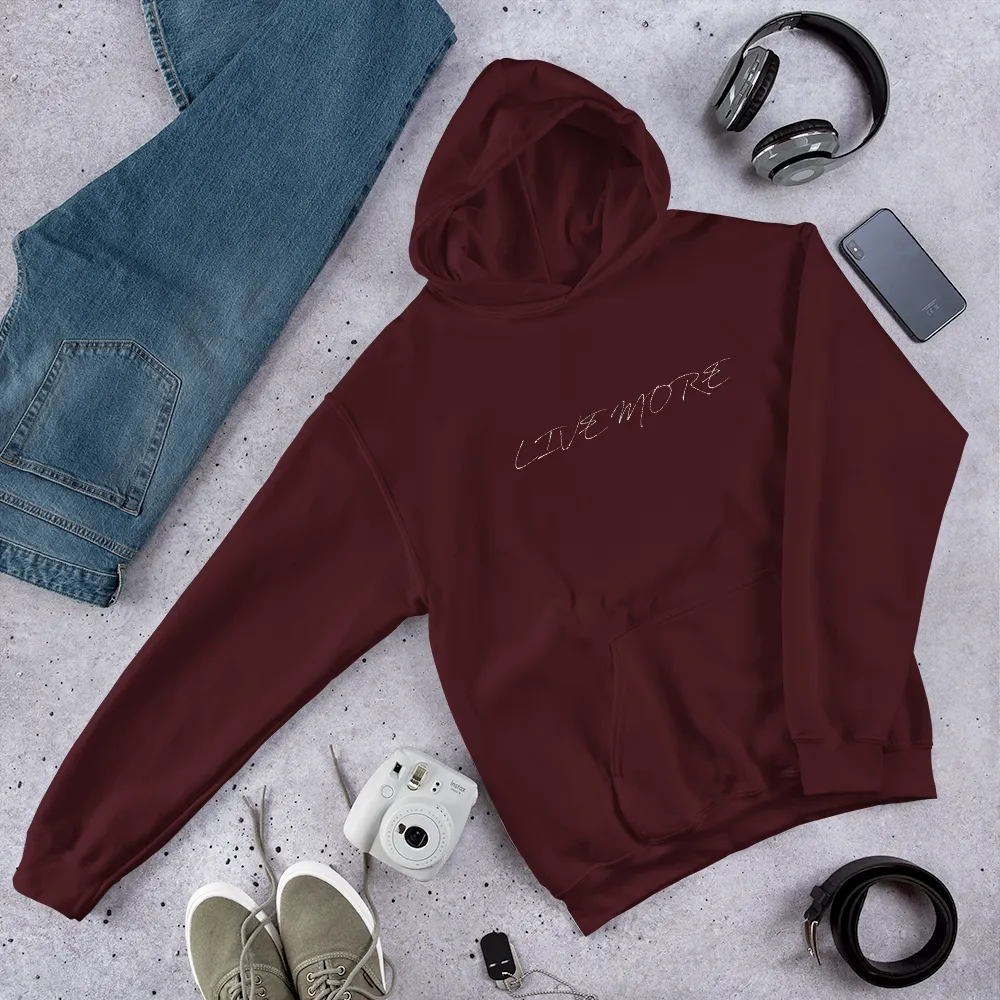 Live More Cursive Unisex Hoodie