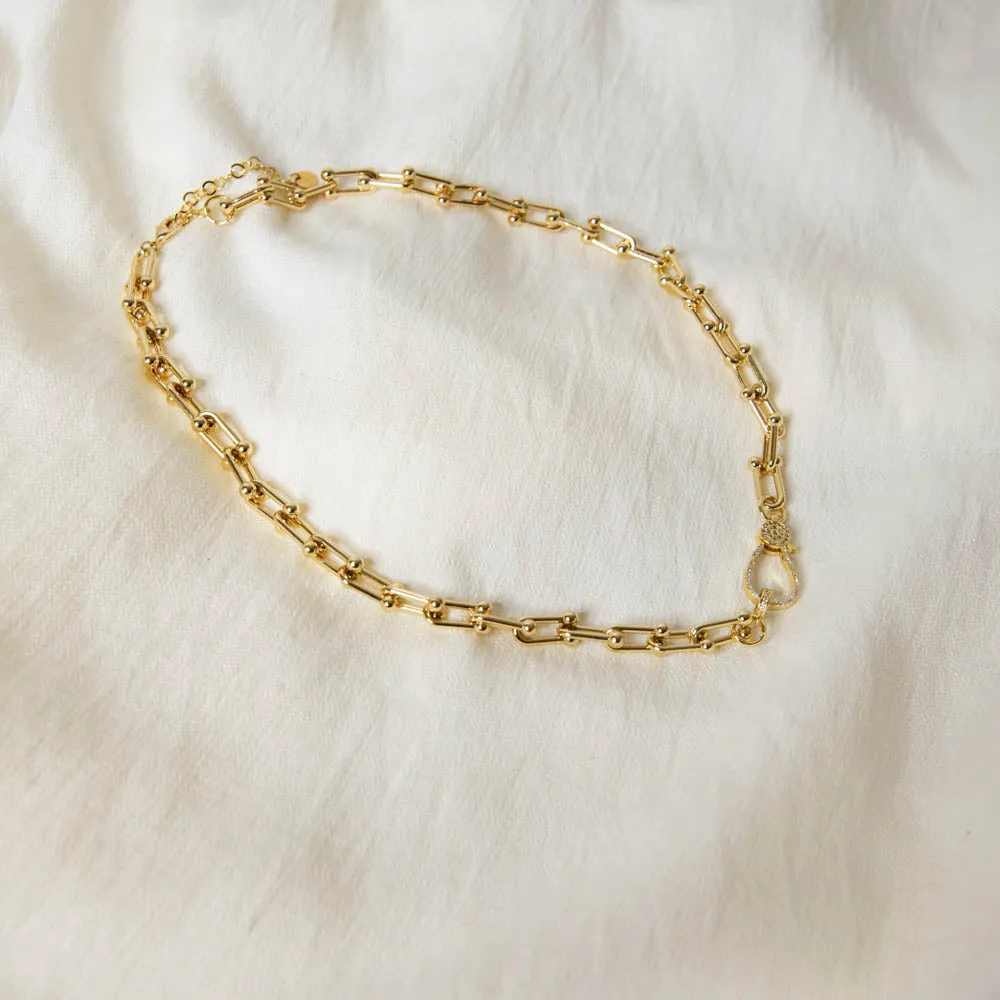 Lock and Chain Link Necklace