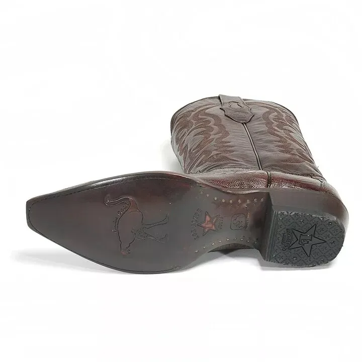 Los Altos Brown Snip Toe Genuine Ostrich