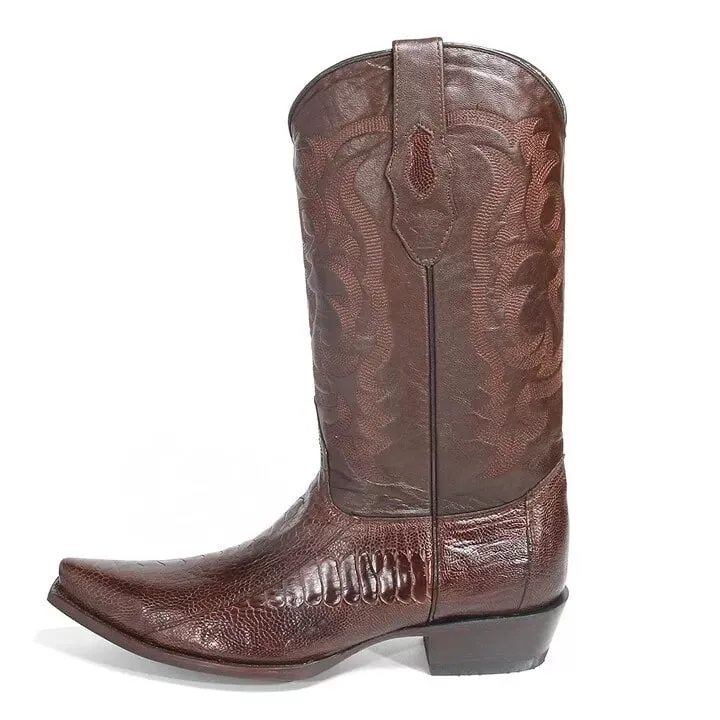 Los Altos Brown Snip Toe Genuine Ostrich