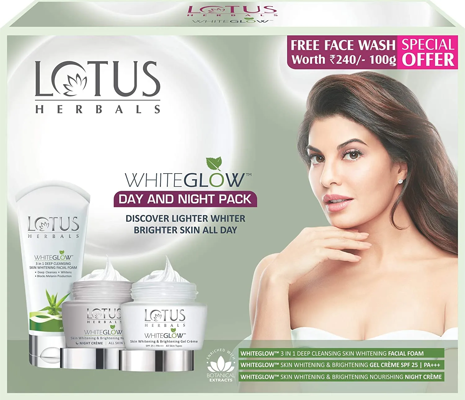 Lotus Herbals WHITEGLOW Day and Night Pack Kit (220gm)