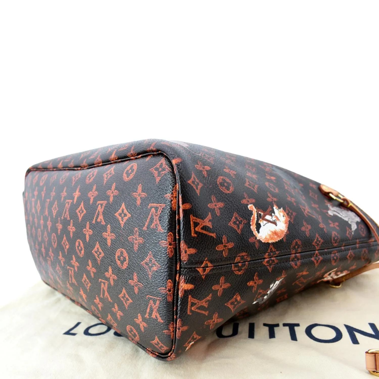 LOUIS VUITTON Neverfull Catogram MM Canvas Tote Bag Orange