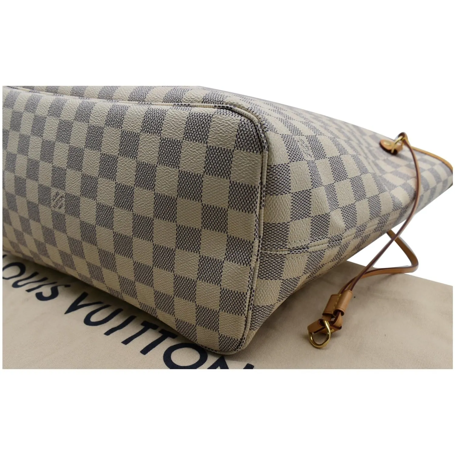 LOUIS VUITTON Neverfull MM Damier Azur Tote Bag Rose Ballerine
