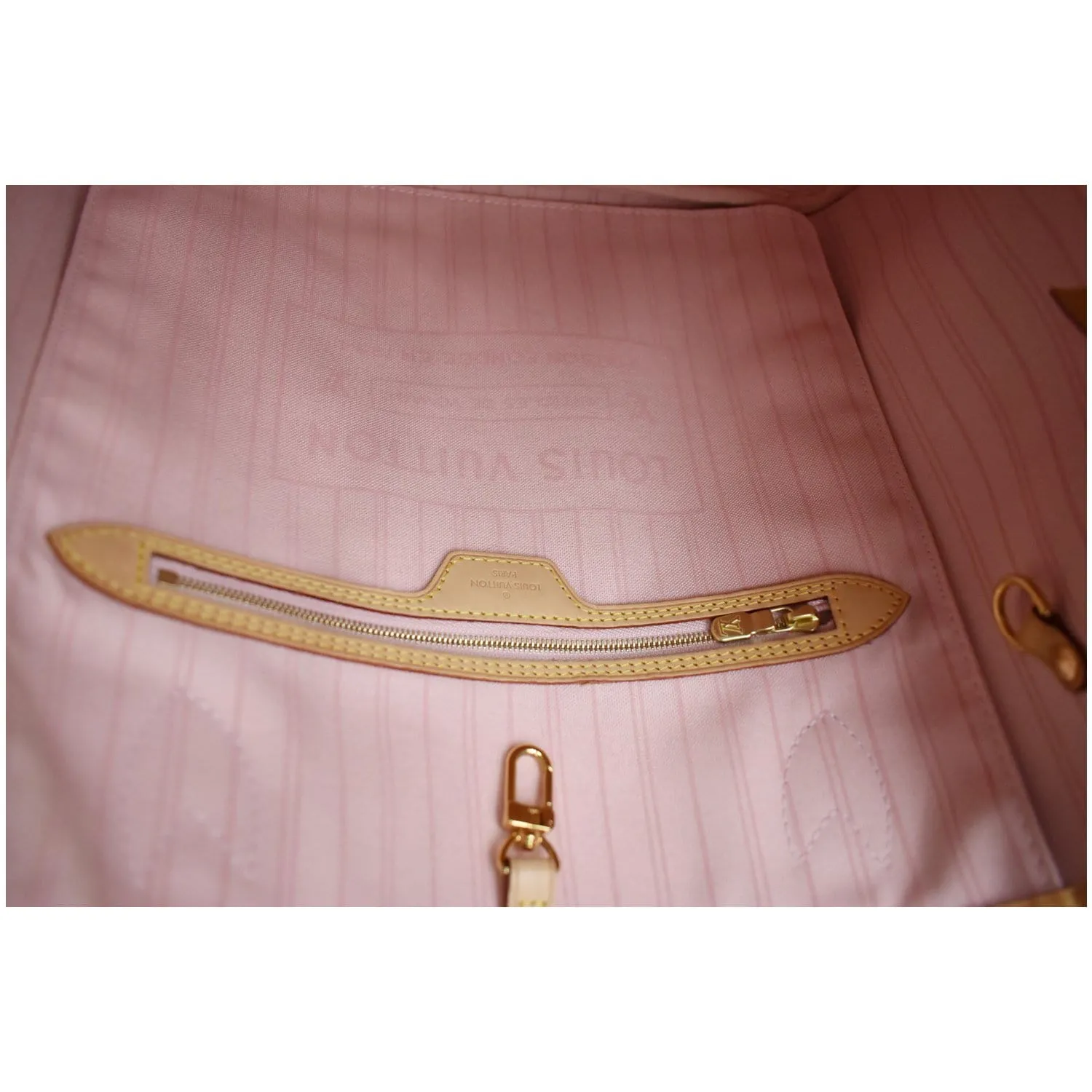 LOUIS VUITTON Neverfull MM Damier Azur Tote Bag Rose Ballerine