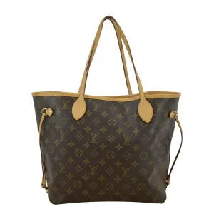 LOUIS VUITTON Neverfull MM Monogram Canvas Tote Bag Brown