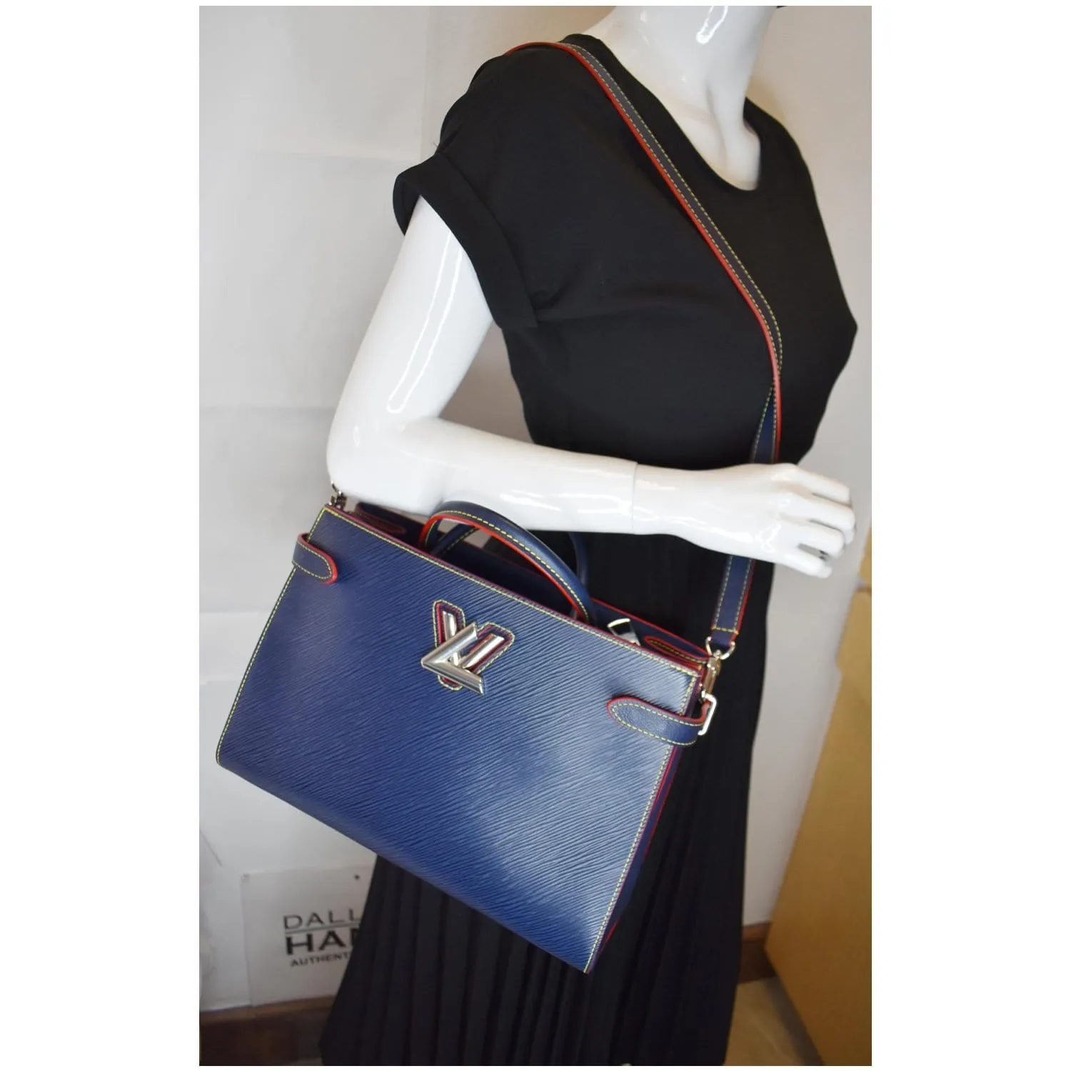 LOUIS VUITTON Twist Epi Leather 2Way Tote Bag Indigo