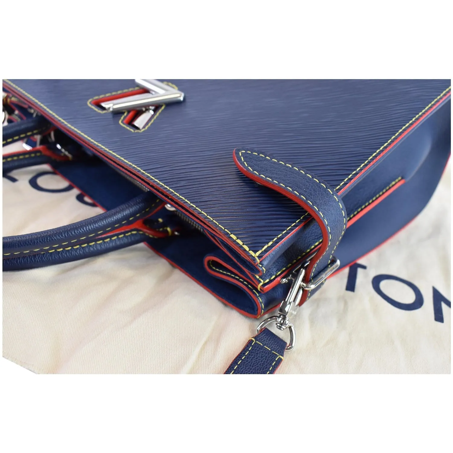 LOUIS VUITTON Twist Epi Leather 2Way Tote Bag Indigo