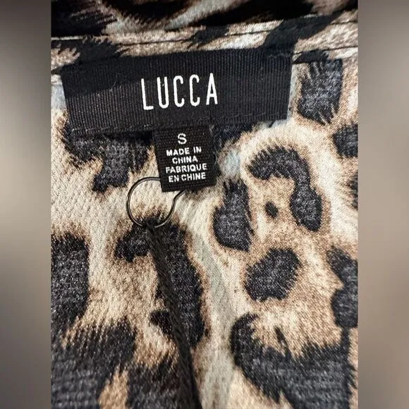 LUCCA Couture Leopard Print Faux Wrap V-neck Dress Women's Small Party Cocktail