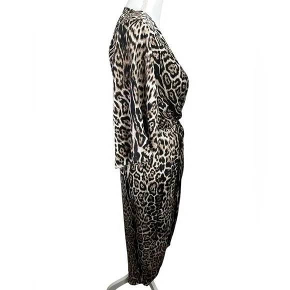 LUCCA Couture Leopard Print Faux Wrap V-neck Dress Women's Small Party Cocktail