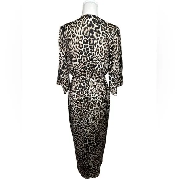 LUCCA Couture Leopard Print Faux Wrap V-neck Dress Women's Small Party Cocktail