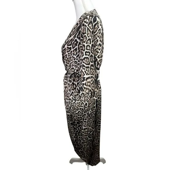 LUCCA Couture Leopard Print Faux Wrap V-neck Dress Women's Small Party Cocktail