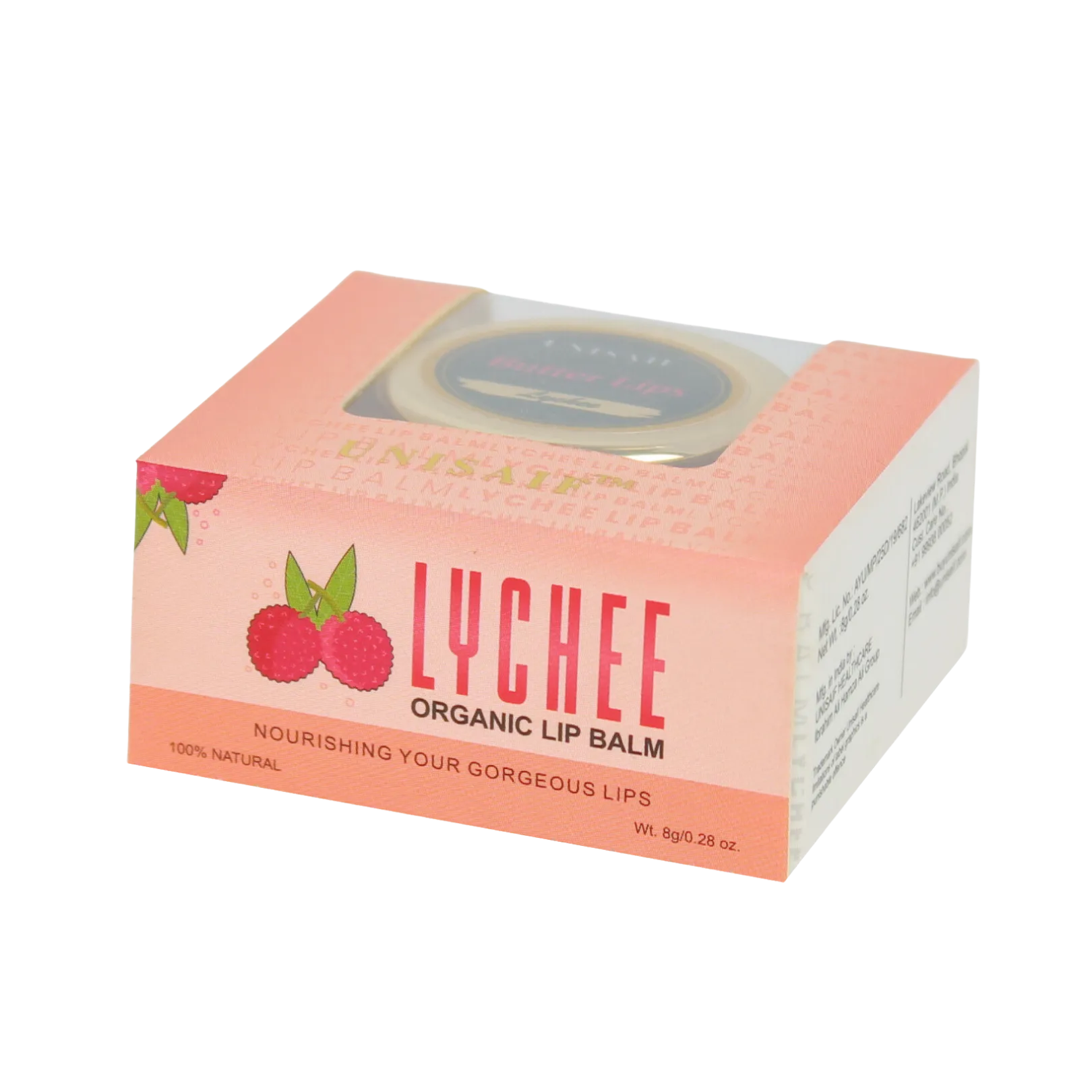 Lychee Organic Butter Lip Balm (8g) Gorgeous Lips | 100% Natural | Mineral Oil Free