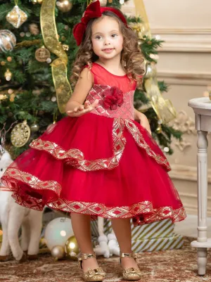 Made To Sparkle Embroidered Tulle Holiday Dress