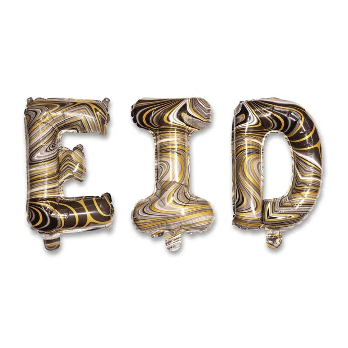 Marble 'Eid Mubarak' Foil Letter Balloons
