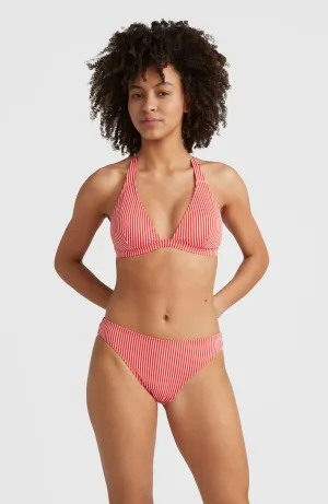Marga - Cruz Halter Bikini Set | Red Simple Stripe